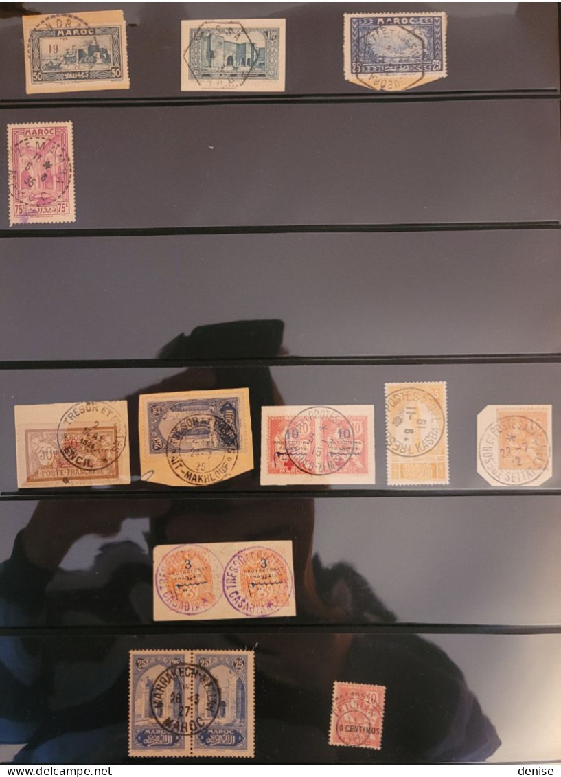 Maroc - Lot d'oblitérations du Maroc - 126 piéces - timbres et fragments