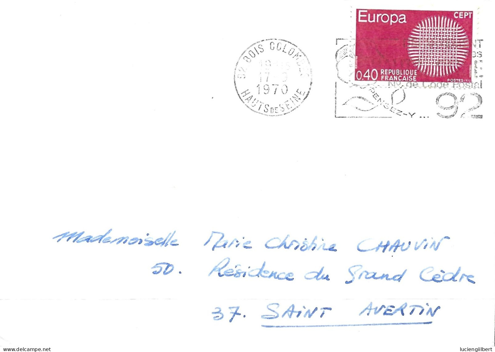 TIMBRE N° 1637   - EUROPA   -  OBLITERE    -  1970 - TARIF DU 13 1 69  -  SEUL SUR LETTRE - Posttarife