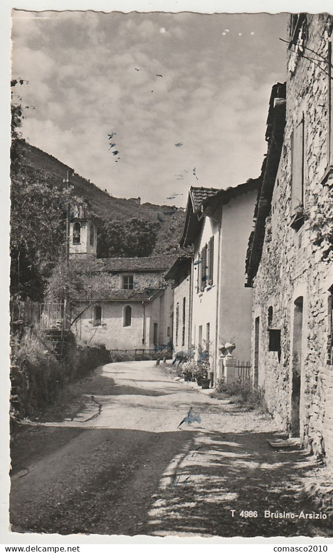 CARTOLINA DI BRUSINO ARSIZIO VIA DEL PAESE VIAGGIATA NEL 1951 - Brusino Arsizio