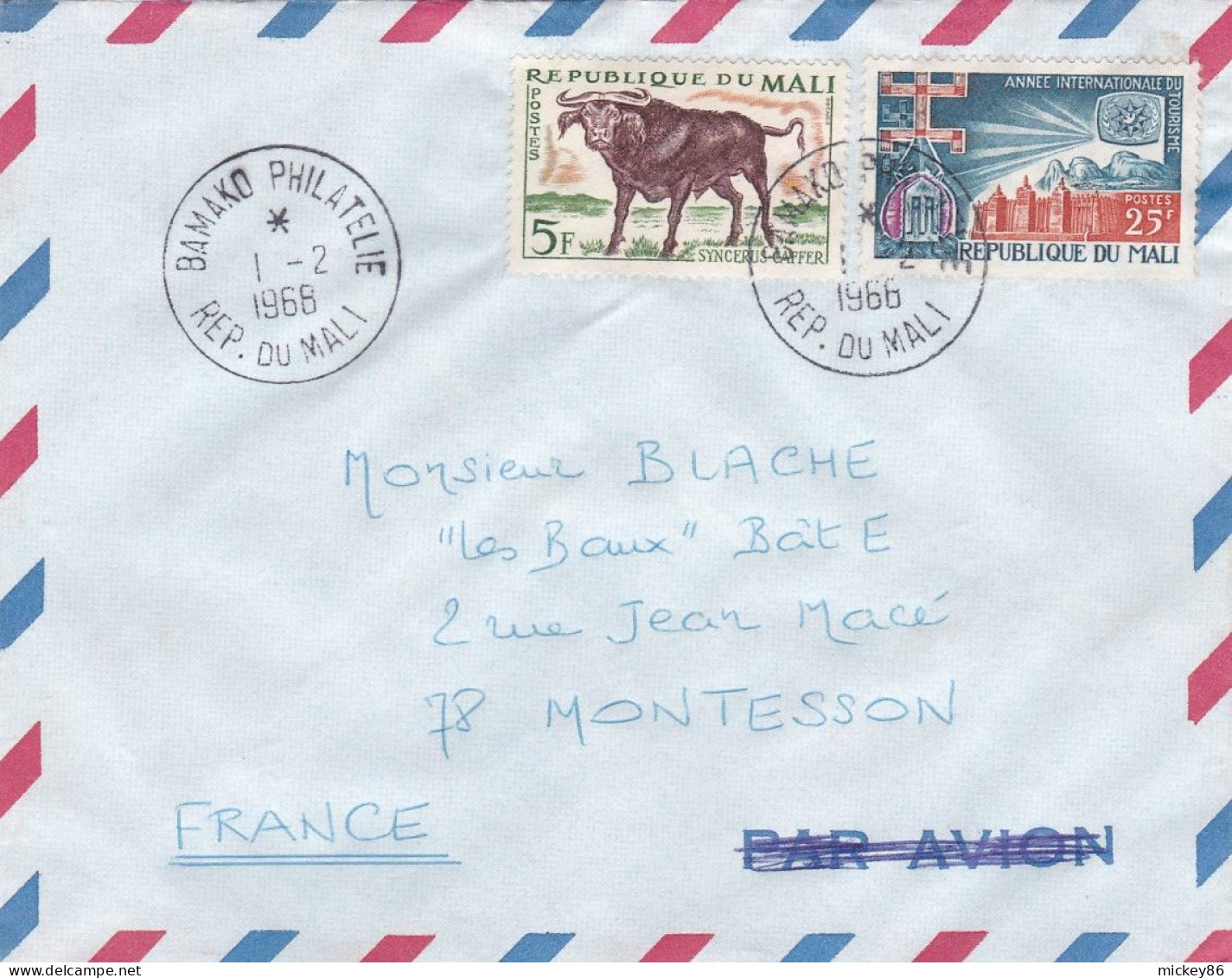 MALI --1968- Lettre BAMAKO  à MONTESSON-78 (France)....timbres  Divers...cachet BAMAKO PHILATELIE - Malí (1959-...)