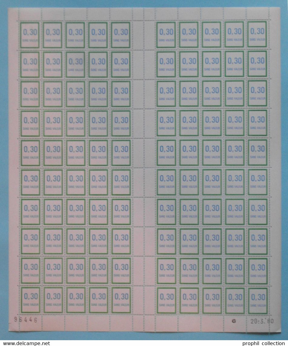 FICTIF N° 224 F224 En FEUILLE COMPLÈTE De 100 TIMBRES NEUF ** Avec COIN DATÉ Du 20.3.80 (1980) - Ficticios