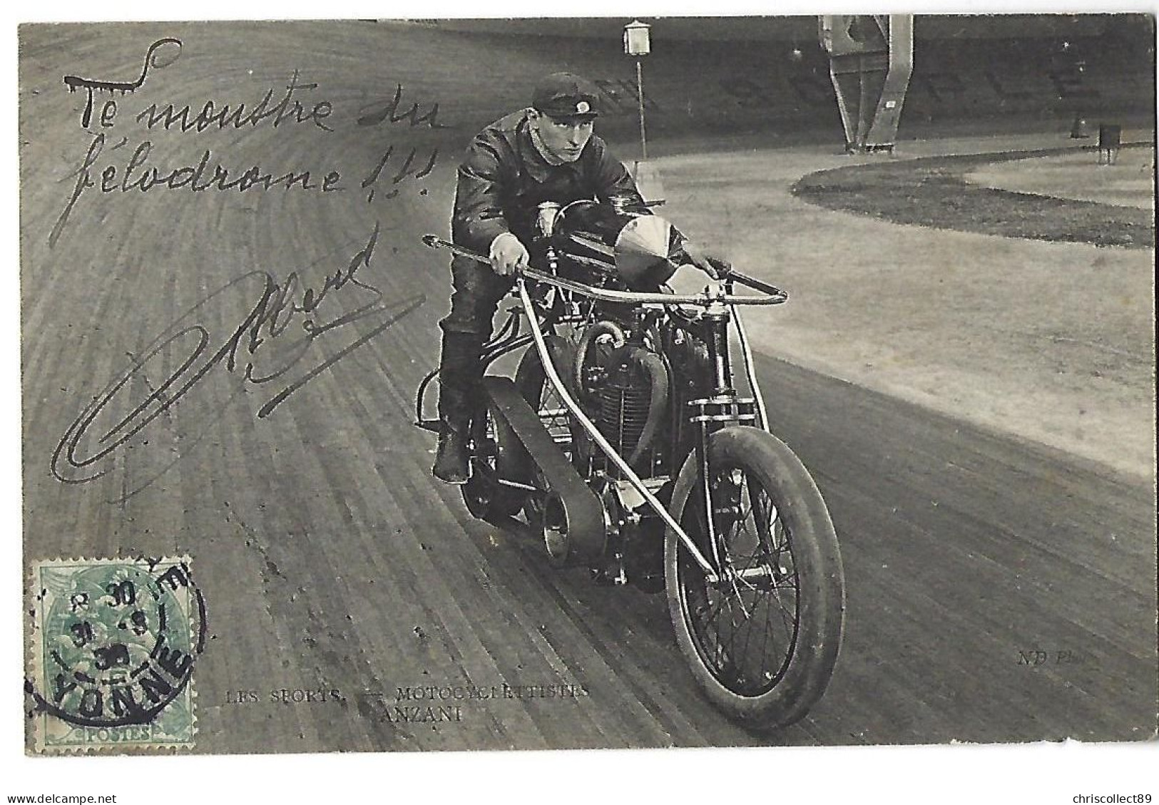 Carte Postal  Les Sports - Motocyclettiste - Anzani - Motociclismo