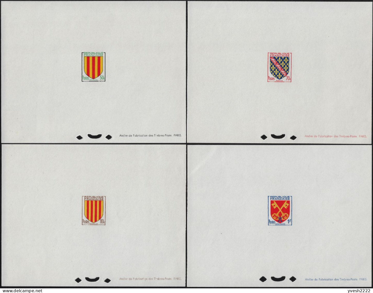 France 1955 Y&T 1044 à 1047, Feuillets De Luxe Armoiries Des Provinces. Comté De Foix Marche Roussillon Comtat Venaissin - 1941-66 Coat Of Arms And Heraldry