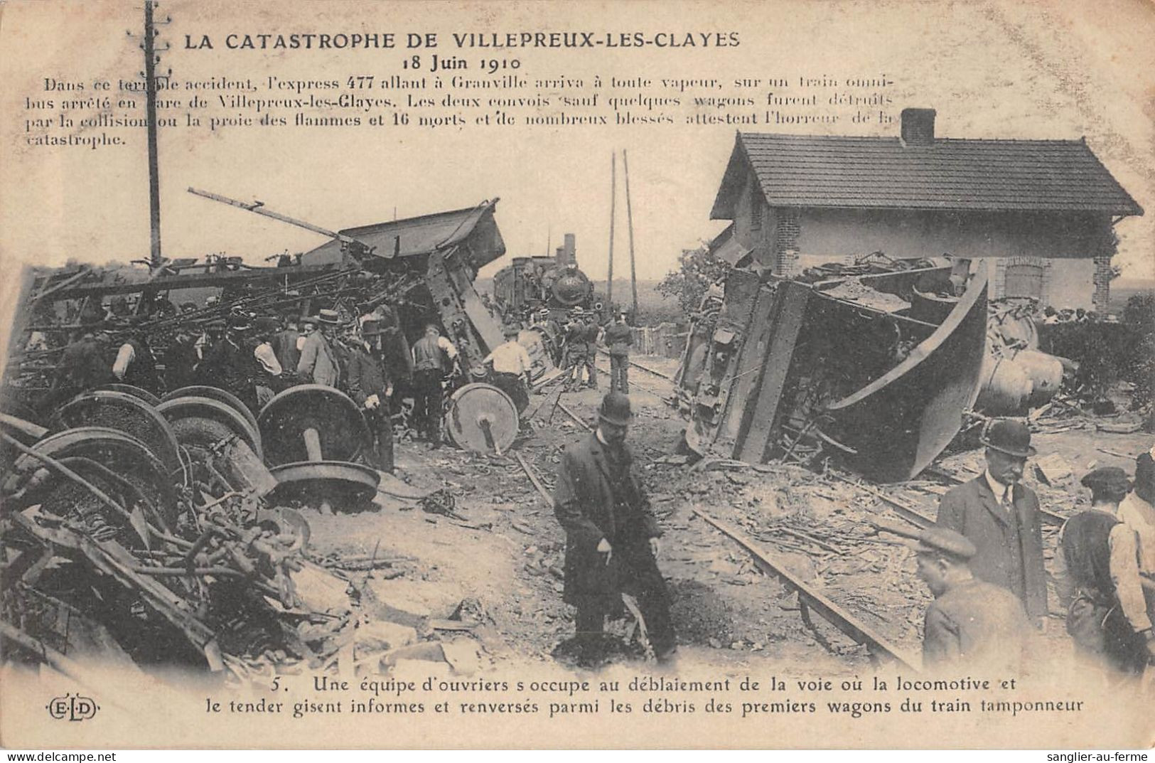 CPA 78 CATASTROPHE DE VILLEPREUX LES CLAYES / UNE EQUIPE D'OUVRIERS - Villepreux