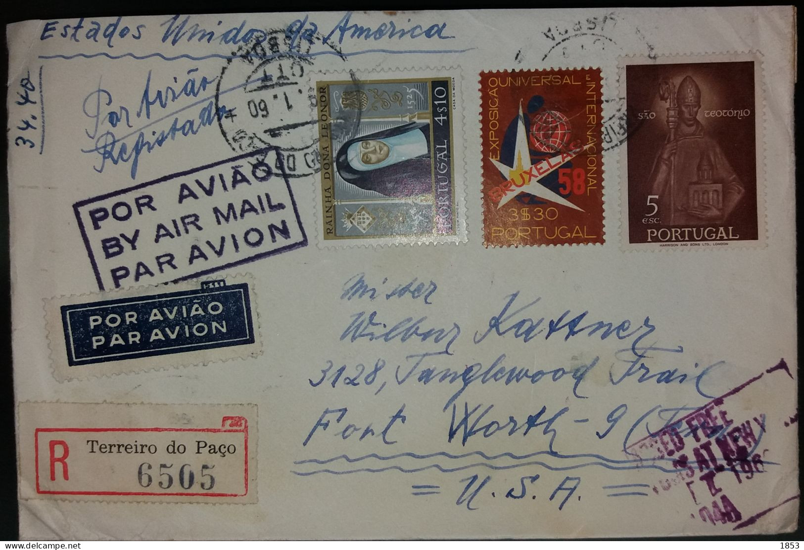 CORREIO AÉREO - REGISTADO - DESTINO U.S.A - Storia Postale