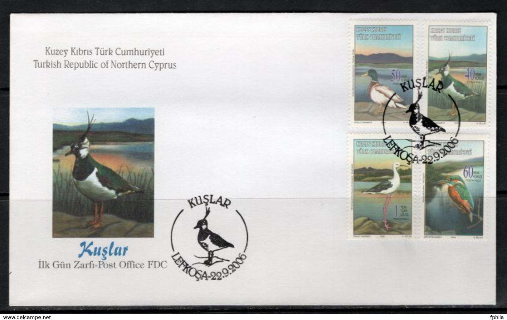 2006 NORTH CYPRUS BIRDS FDC - Covers & Documents