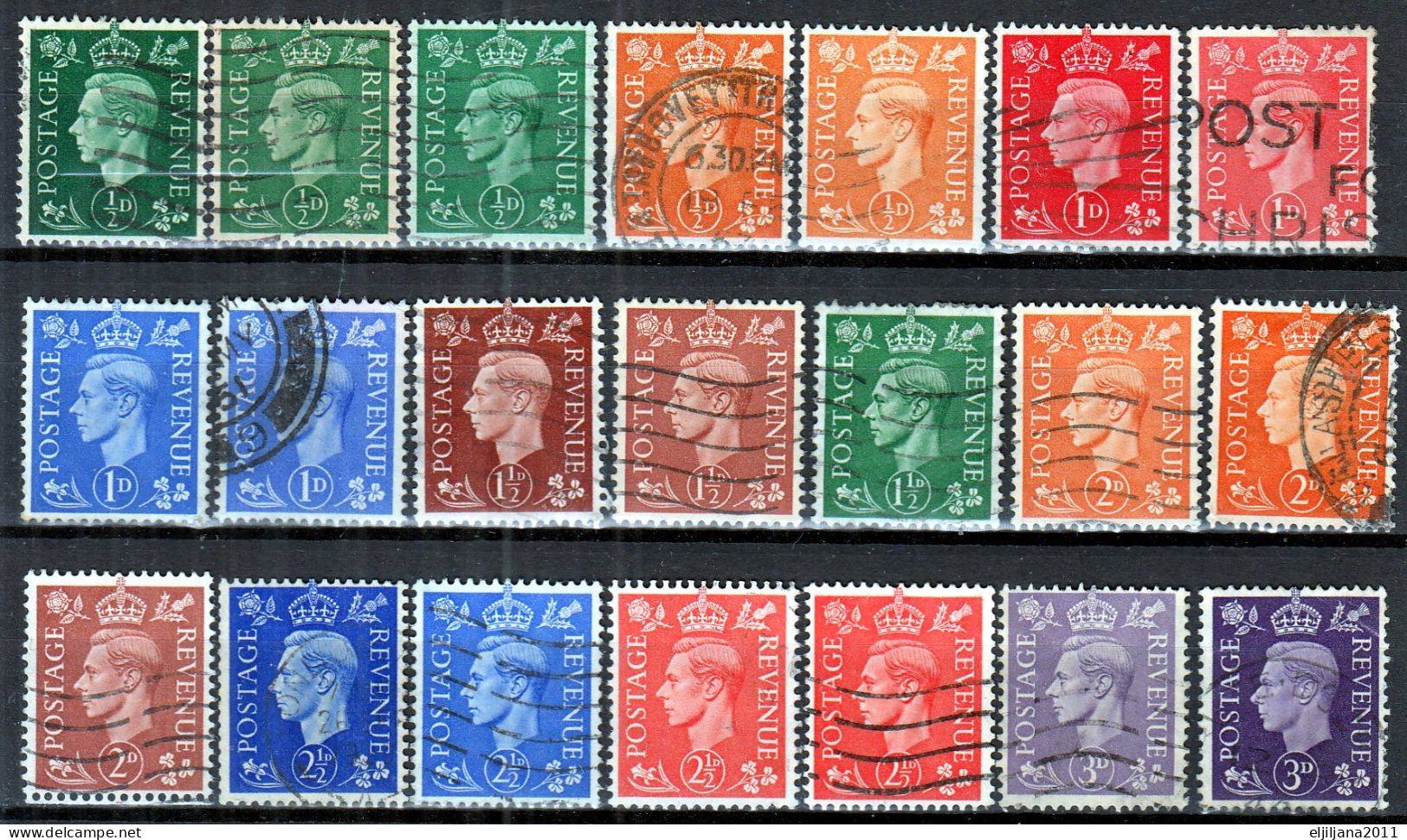 Great Britain - GB / UK 1937 - 1948 ⁕ KGVI. 39v Used / Shades / Unchecked - See Scan - Gebruikt