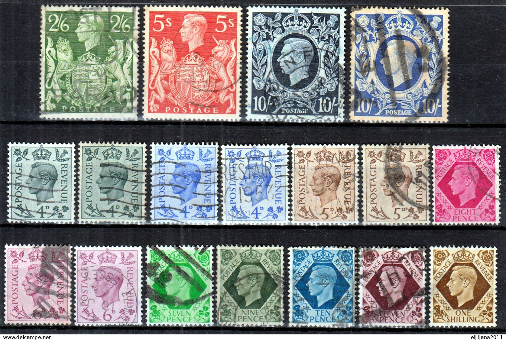 Great Britain - GB / UK 1937 - 1948 ⁕ KGVI. 39v Used / Shades / Unchecked - See Scan - Usati