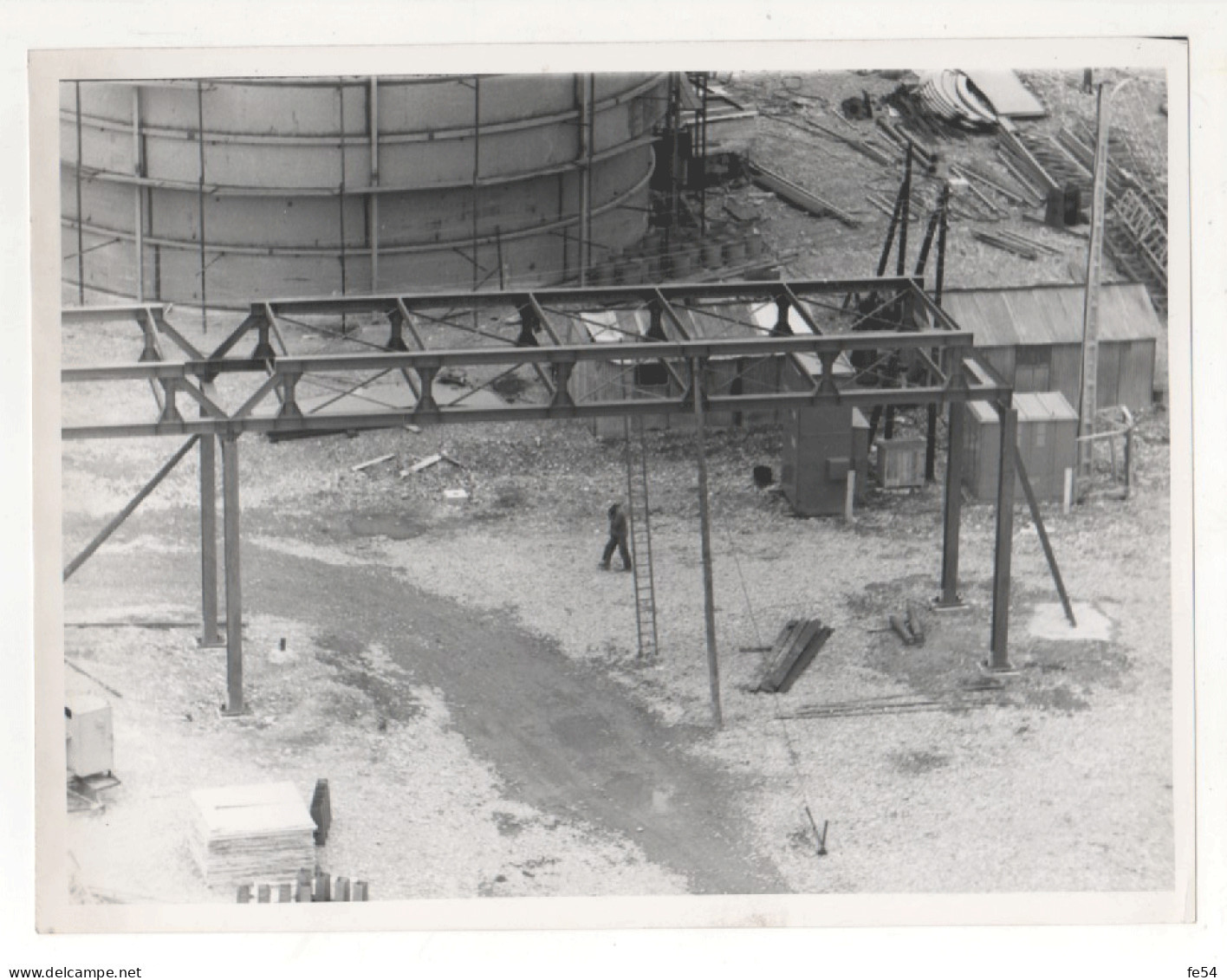 ° 64 ° LACQ ° AQUITAINECHIMIE - TRAVAUX D'USINE le 14 AVRIL 1960 °  LOT DE 9 PHOTOS °