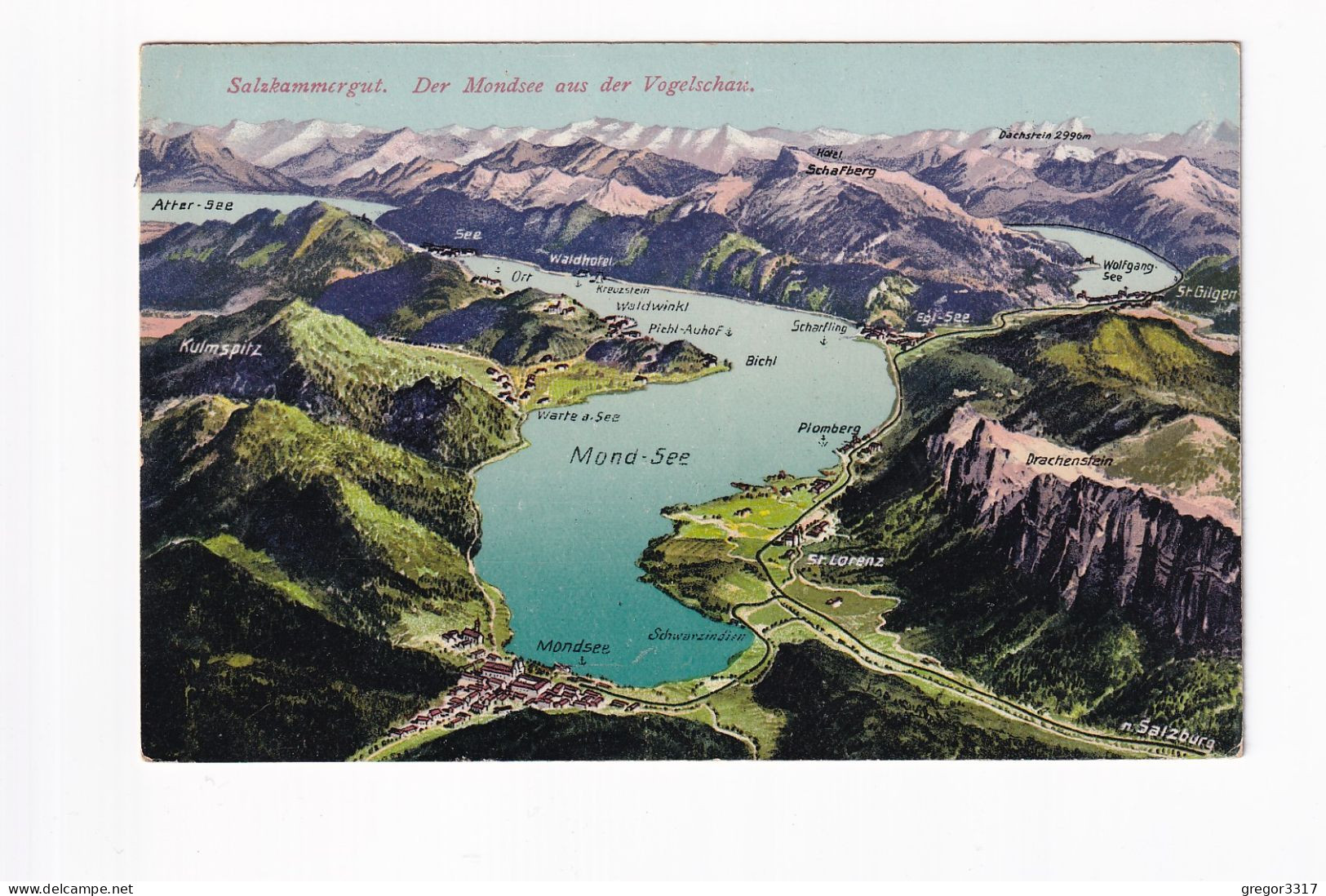E5396) Salzkammergut - Der MONDSEE Aus Der Vogelschau 1911 - Mondsee