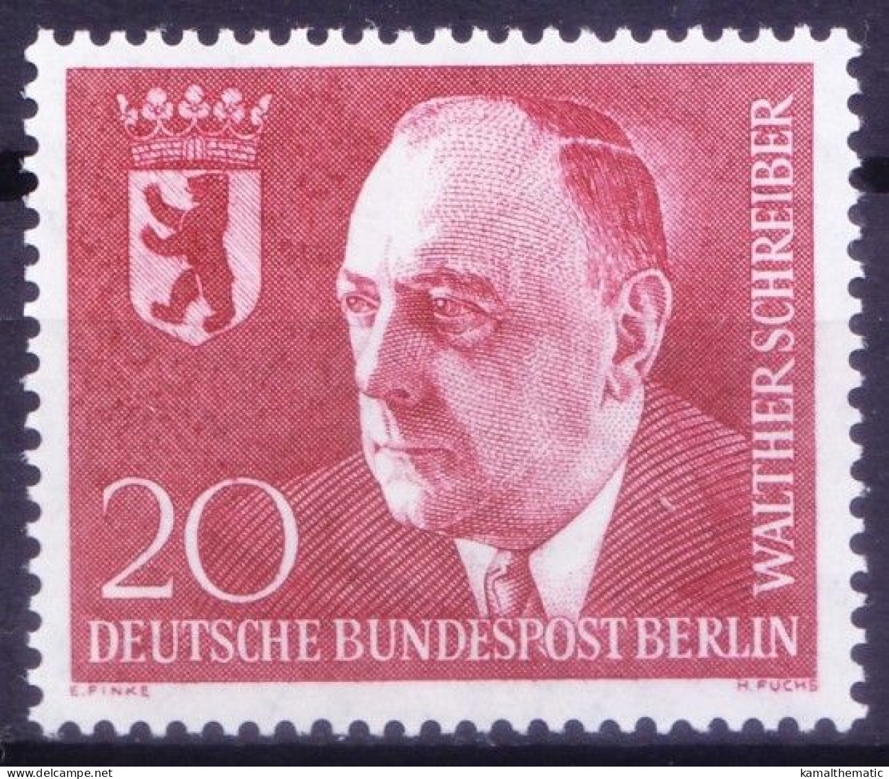 Walther Schreiber, Mayor, Politician, Germany Berlin 1960 MNH - Altri & Non Classificati