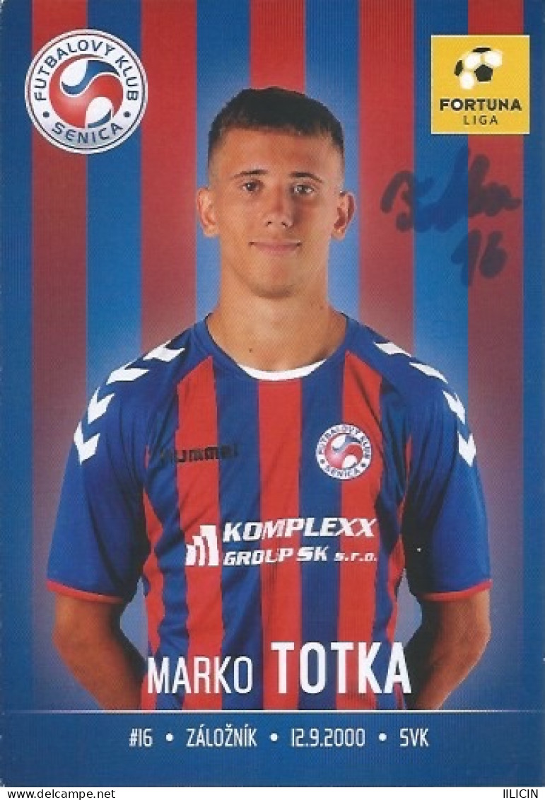 Trading Cards KK000582 - Football Soccer Czechoslovakia Senica 9cm X 13cm HANDWRITTEN SIGNED: Marko Totka - Trading Cards