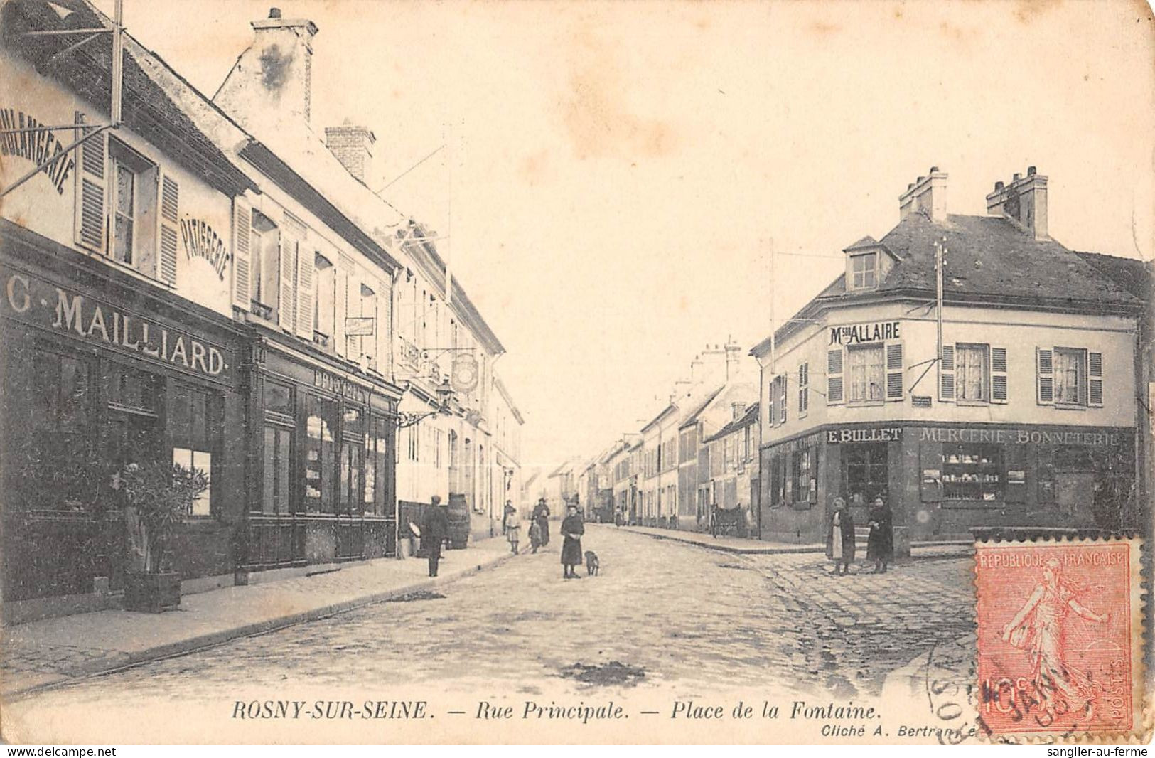 CPA 93 ROSNY SUR SEINE / RUE PRINCIPALE / PLACE DE LA FONTAINE - Sonstige & Ohne Zuordnung