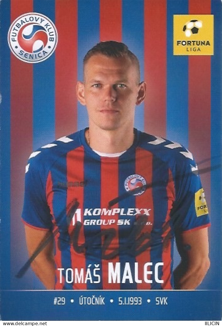 Trading Cards KK000586 - Football Soccer Czechoslovakia Senica 9cm X 13cm HANDWRITTEN SIGNED: Tomas Malec - Trading Cards