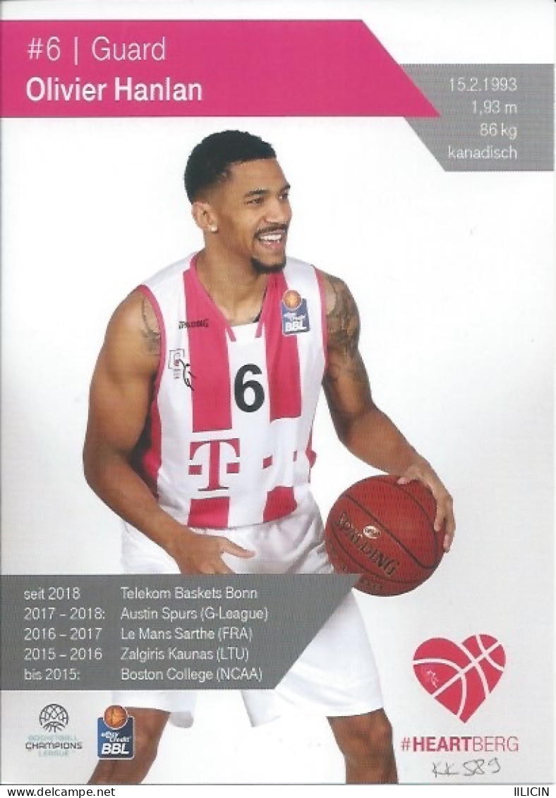 Trading Cards KK000589 - Basketball Germany Telekom Baskets Bonn 10.5cm X 15cm HANDWRITTEN SIGNED: Oliver Hanlan - Bekleidung, Souvenirs Und Sonstige