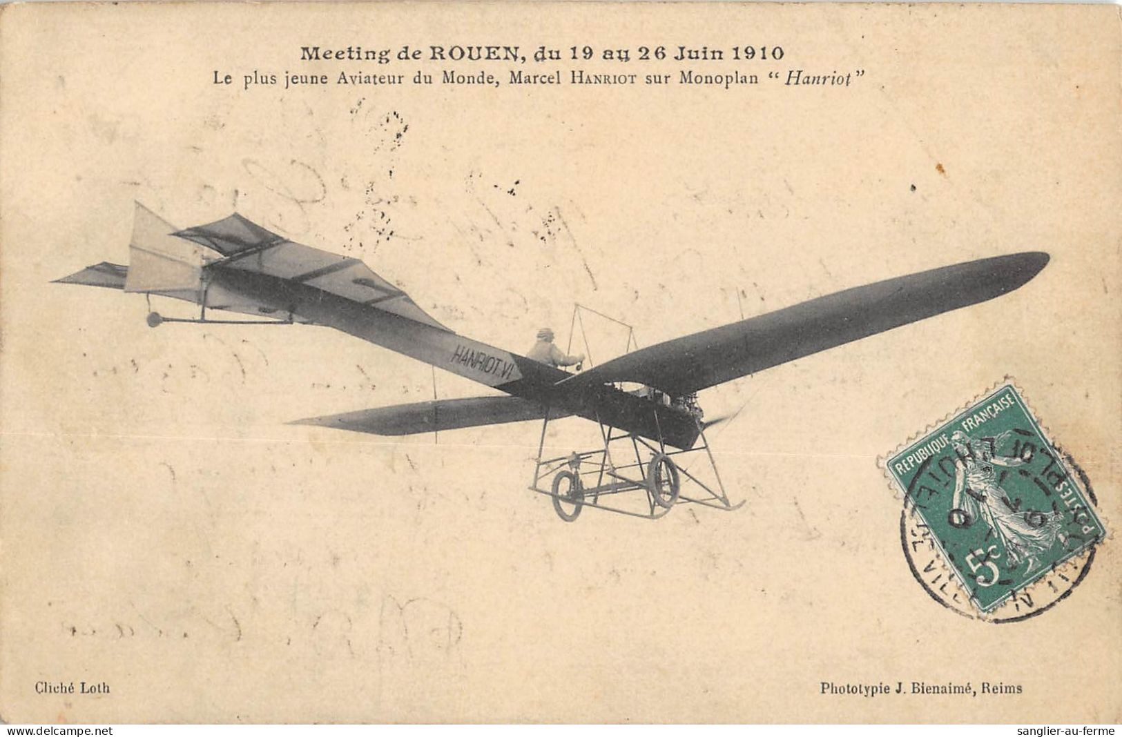 CPA AVIATRICE / AVION / MEETING DE ROUEN 1910 / LE PLUS JEUNE AVIATEUR DU MONDE / MARCEL HANRIOT - ....-1914: Précurseurs