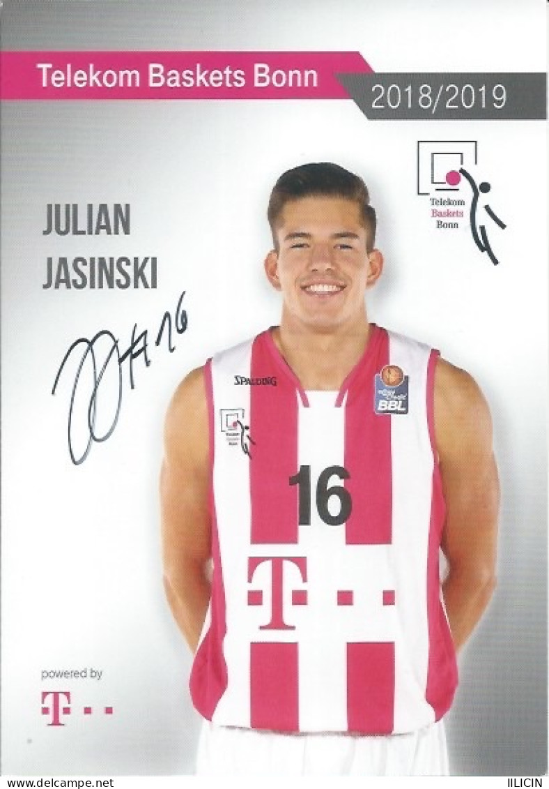 Trading Cards KK000592 - Basketball Germany Telekom Baskets Bonn 10.5cm X 15cm HANDWRITTEN SIGNED: Julian Jasinski - Kleding, Souvenirs & Andere