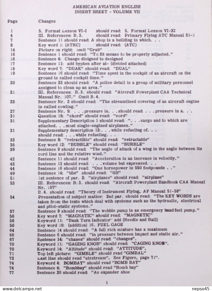 American Aviation english.Technical Phase.1954.HQ Officer Military Schools USAF.Lackland AFB.San Antonio.Texas.