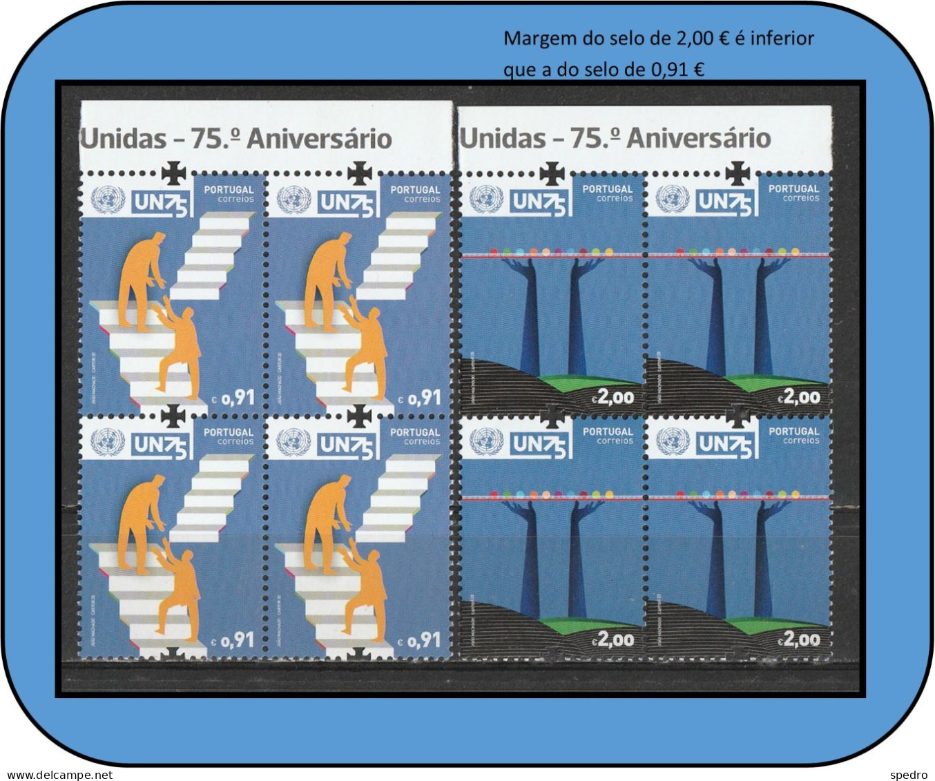 Portugal 2020 Margem Do Selo 0,91 € Inferior UN 75 Construindo Futuro ONU Organização Das Nações Unidas Organisation - Unused Stamps