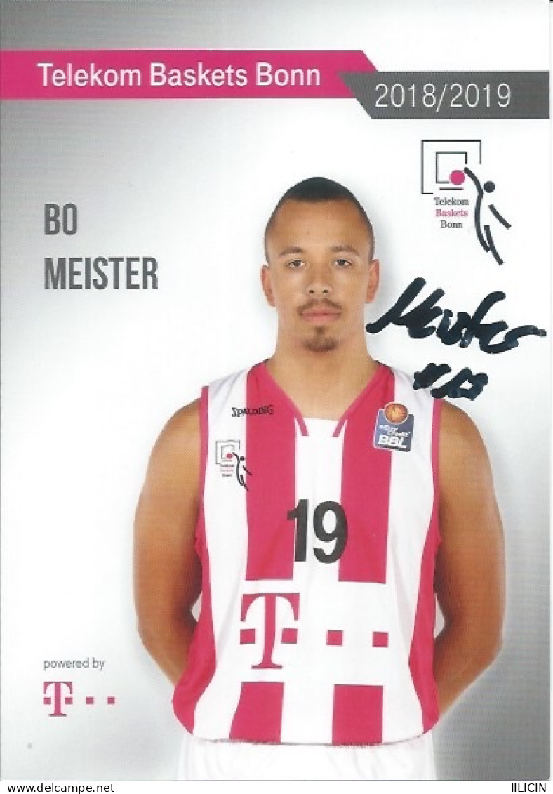 Trading Cards KK000593 - Basketball Germany Telekom Baskets Bonn 10.5cm X 15cm HANDWRITTEN SIGNED: Bo Meister - Uniformes, Recordatorios & Misc