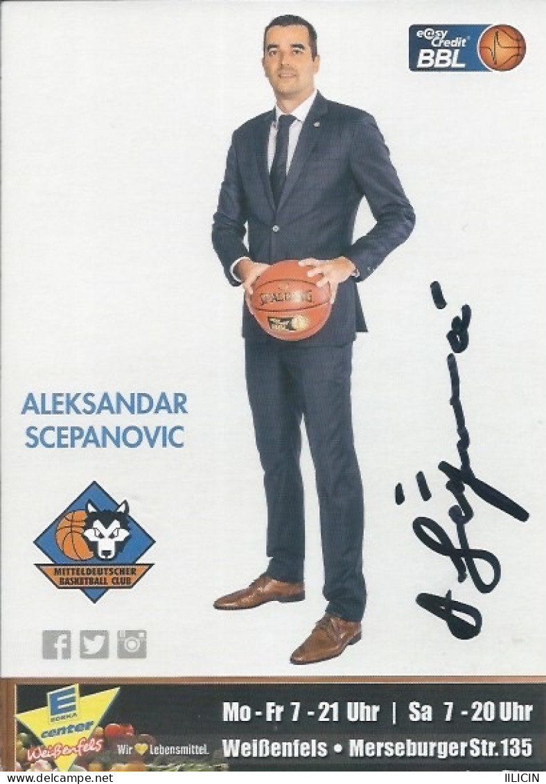 Trading Cards KK000594 Basketball Germany Mitteldeutscher Weissenfels 10.5x15cm HANDWRITTEN SIGNED Aleksandar Scepanovic - Bekleidung, Souvenirs Und Sonstige