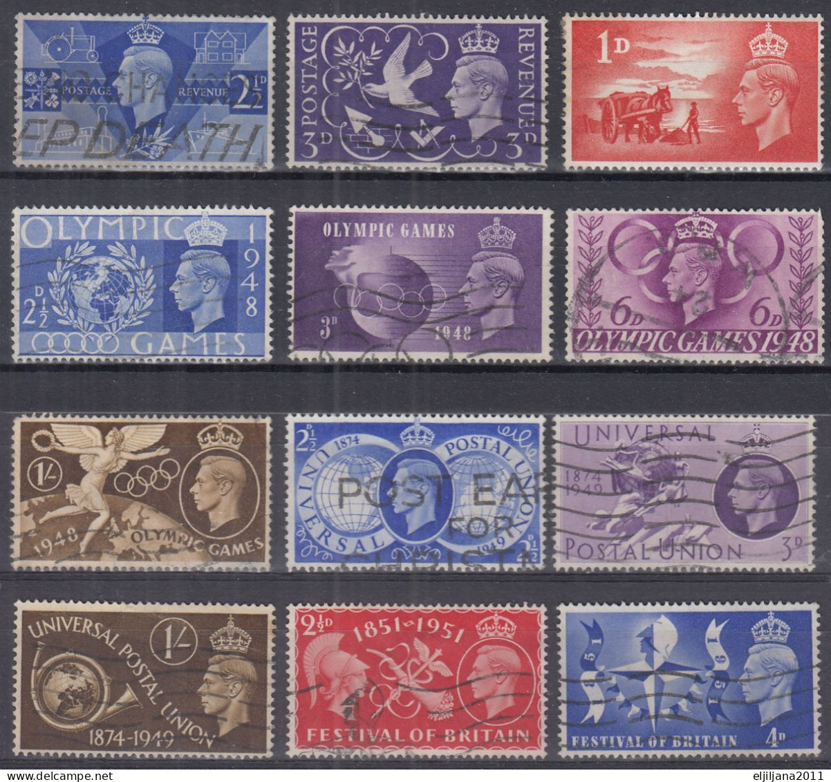 Great Britain - GB / UK 1946 - 1951 ⁕ KGVI. Collection / Lot Of 12v Used - Usados