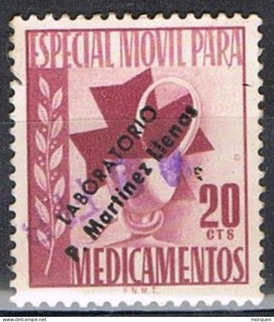 Sello Fiscal Especial Movil MEDICAMENTOS 20 Cts, Sobrecarga Laboratorios MARTINEZ LLENAS º - Revenue Stamps