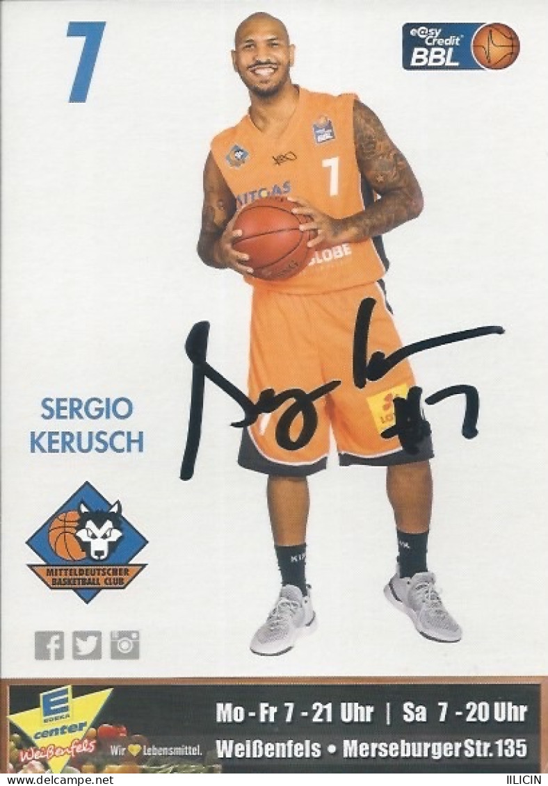 Trading Cards KK000598 - Basketball Germany Mitteldeutscher Weissenfels 10.5cm X 15cm HANDWRITTEN SIGNED: Sergio Kerusch - Habillement, Souvenirs & Autres