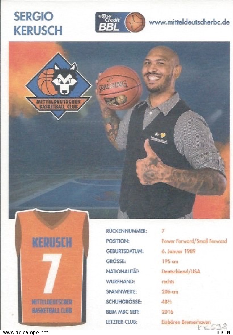 Trading Cards KK000598 - Basketball Germany Mitteldeutscher Weissenfels 10.5cm X 15cm HANDWRITTEN SIGNED: Sergio Kerusch - Kleding, Souvenirs & Andere