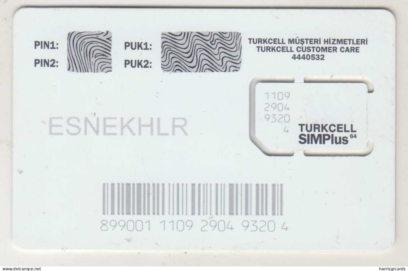 TURKEY - SIM Plus 64,TURKCELL GSM Card , Mint - Turquie