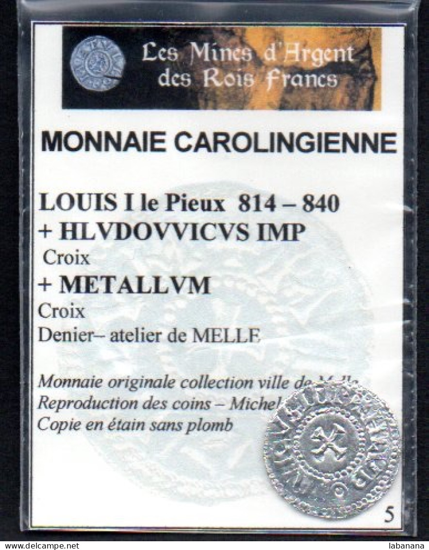 France Reproduction Monnaie Louis I Le Pieux Denier - 5 - Other & Unclassified