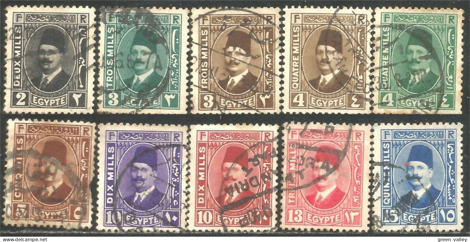 316 Egypte Roi King Fuad 10 Timbres (EGY-182) - Gebraucht