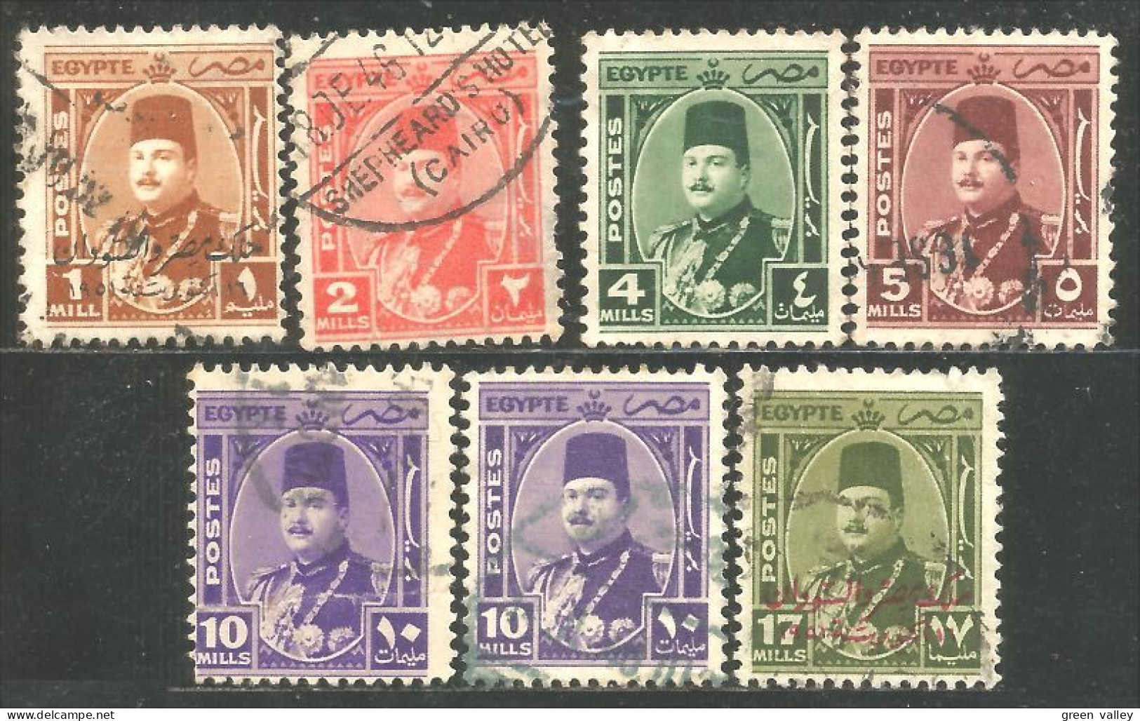 316 Egypte Roi King Fuad 7 Timbres (EGY-181) - Gebruikt