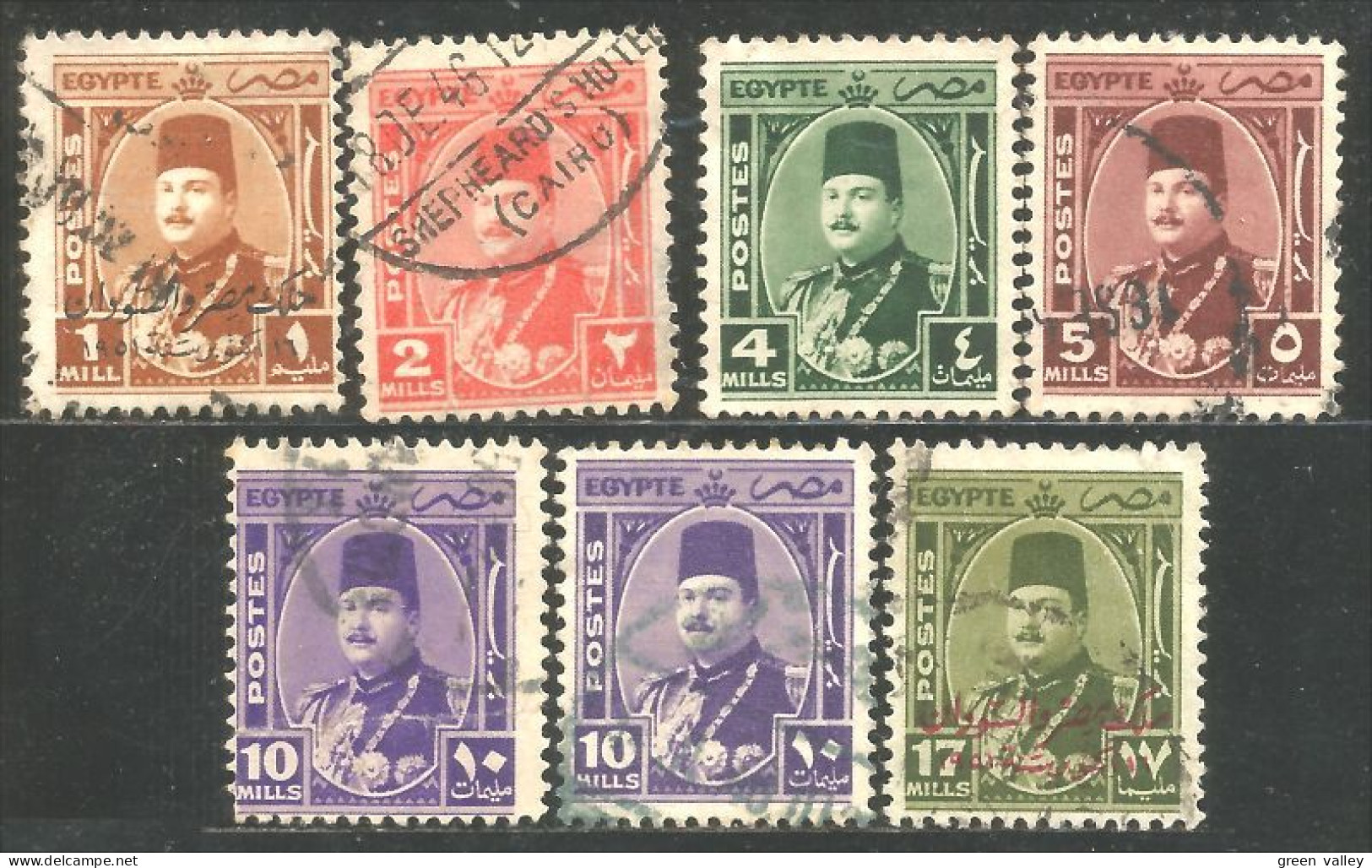 316 Egypte Roi King Fuad 7 Timbres (EGY-181) - Usati