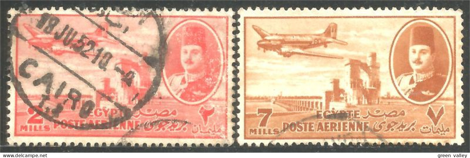 316 Egypte Roi King Farouk Avion Douglas DC-3 Airplane Flugzeug Barrage Delta Dam (EGY-171) - Luftpost