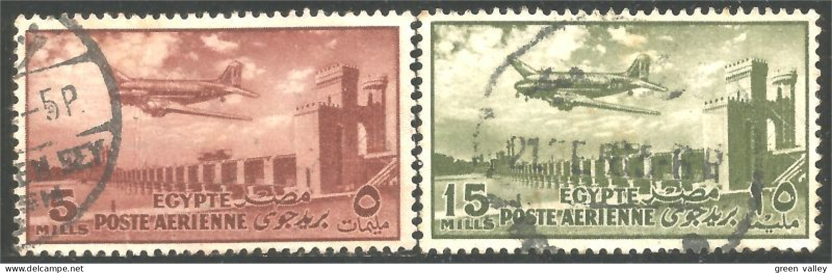 316 Egypte Avion Douglas DC-3 Airplane Flugzeug Barrage Delta Dam (EGY-170) - Airmail