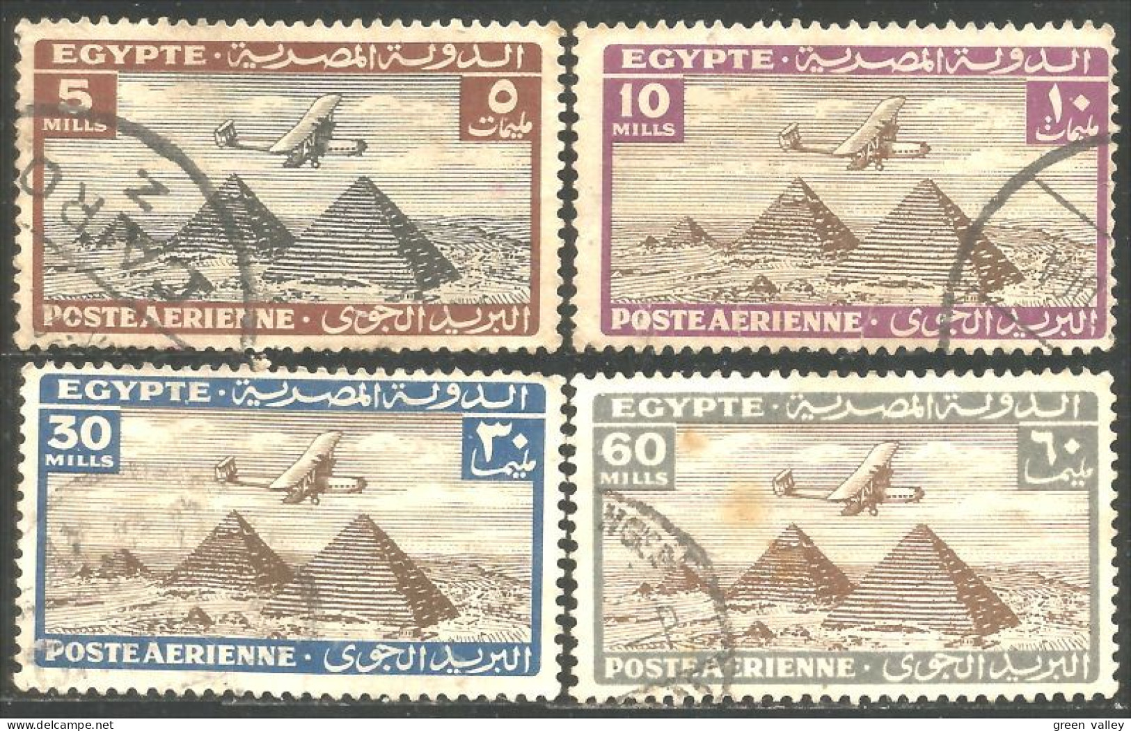 316 Egypte Avion Douglas DC-3 Airplane Flugzeug Pyramides Gizeh Giza Pyramids (EGY-172) - Posta Aerea