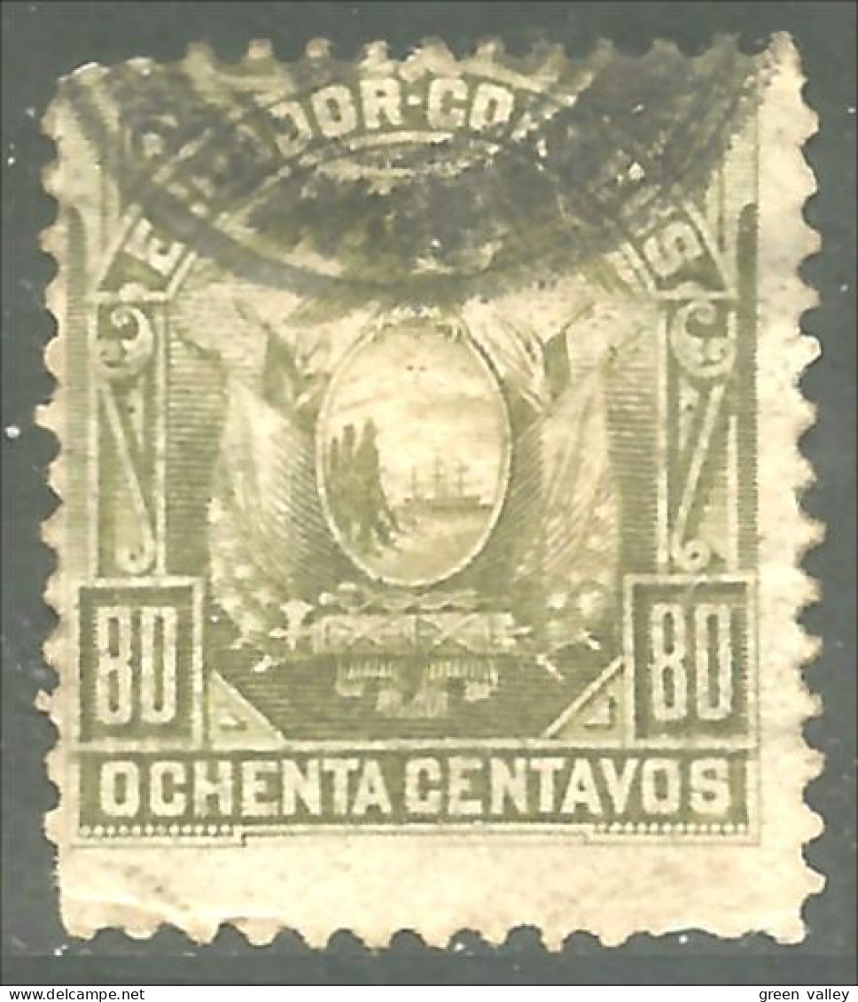 314 Equateur 1887 80c Armoiries Coat Of Arms Vert Olive Green (ECU-150) - Equateur