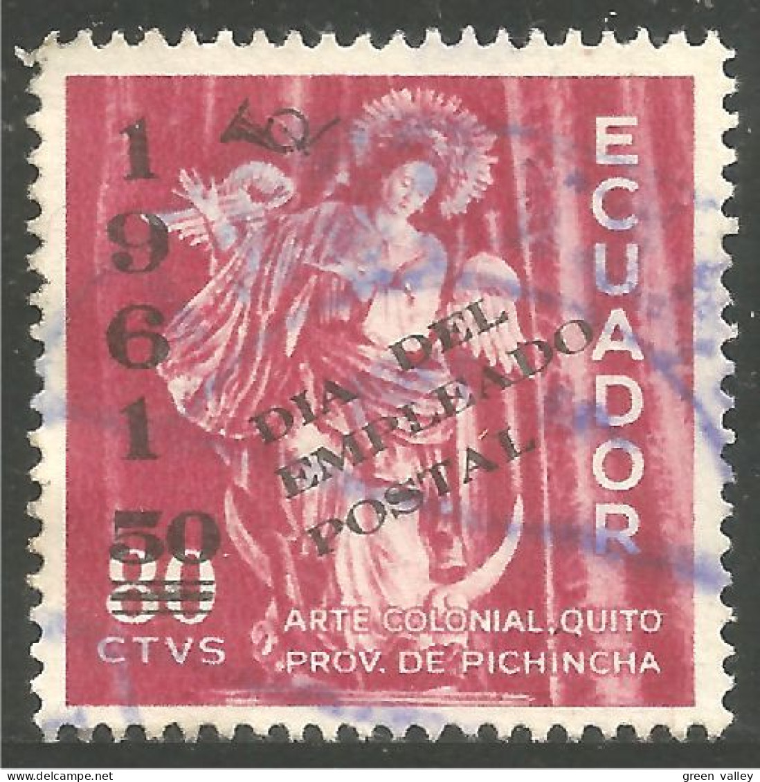 314 Equateur 1963 Surcharge 50c On 80c Art Colonial Quito (ECU-123b) - Equateur