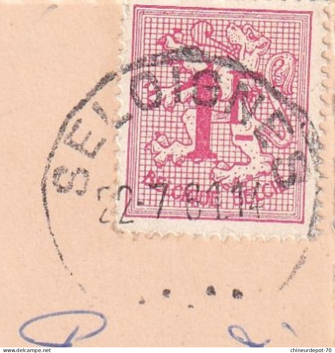 Macquenoise Belgique Paysage Franco-belge TIMBRE CHIFFRE 1FR CACHET SIMPLE CERCLE SELOIGNES 1961 - Brieven En Documenten