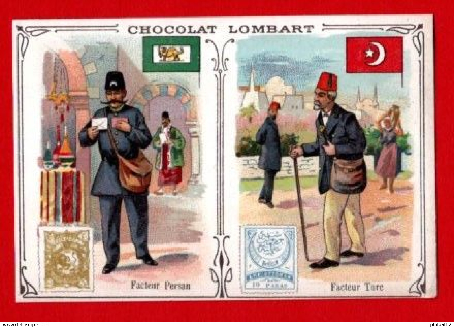 Chromo Chocolat Lombart. Facteurs De Différents Pays. Facteur Persan Et Facteur Turc. - Lombart