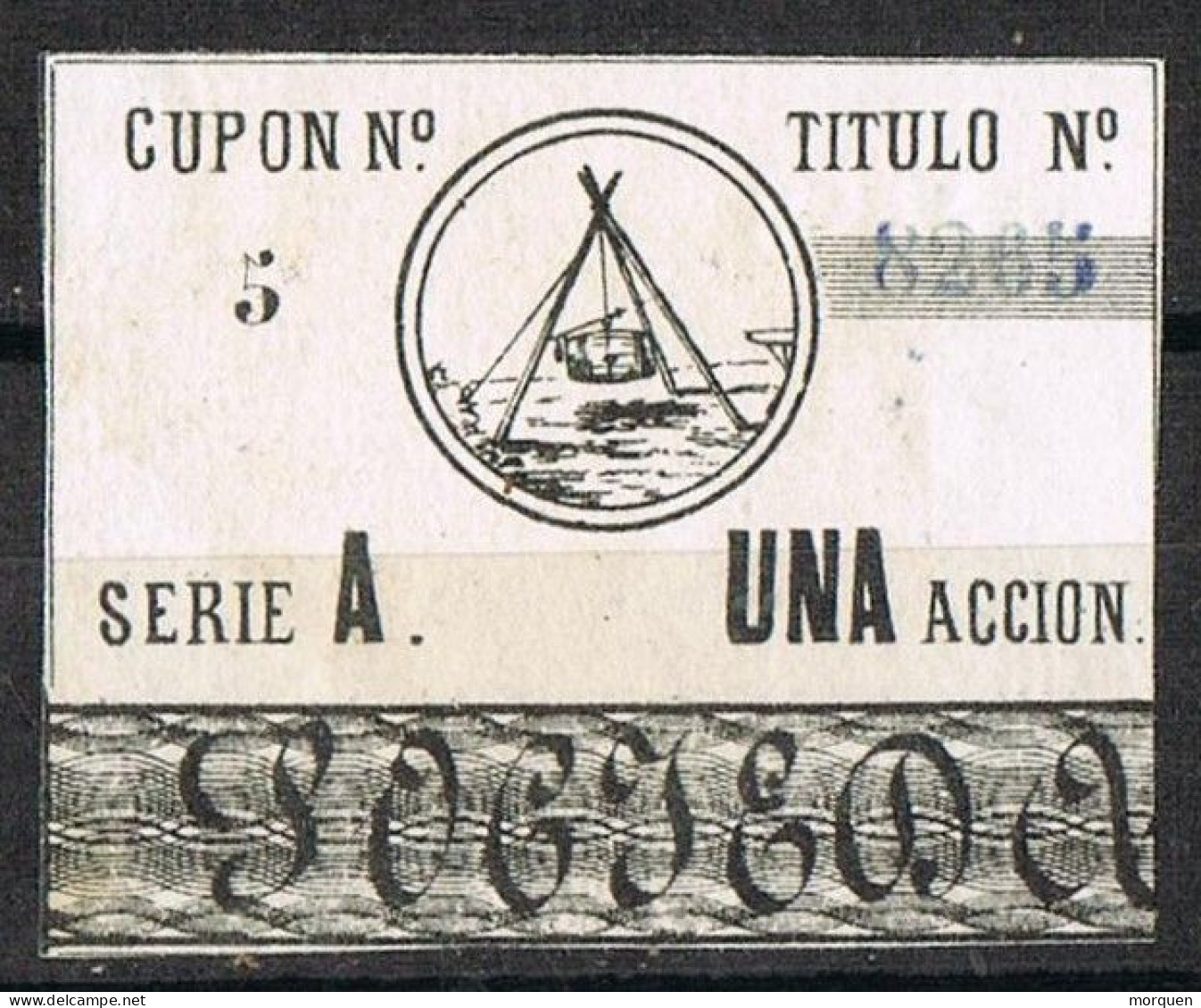 Sello Viñeta Fiscal CUPON, Titulo De Accion Sociedad Comercial * - Revenue Stamps