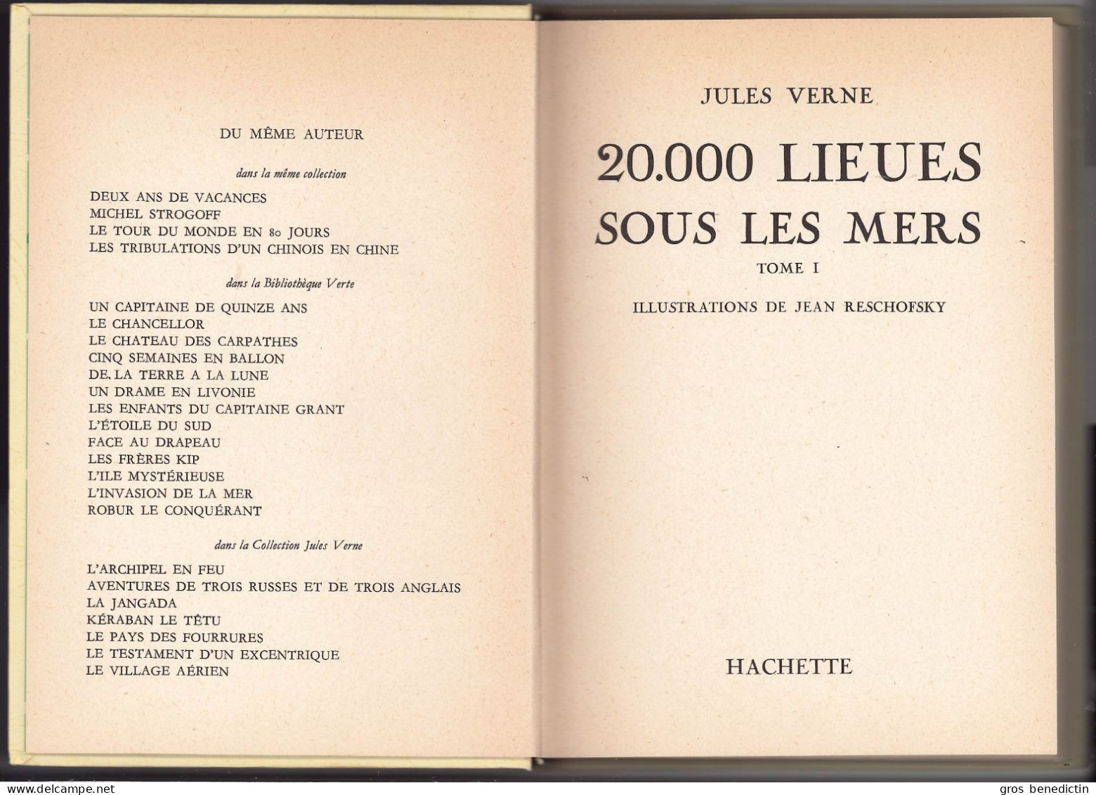 Hachette - Idéal Bibliothèque N°75 Avec Jaquette - Jules Vernes - "Vingt Mille Lieues Sous Les Mers (tome 1)" - 1966 - Ideal Bibliotheque