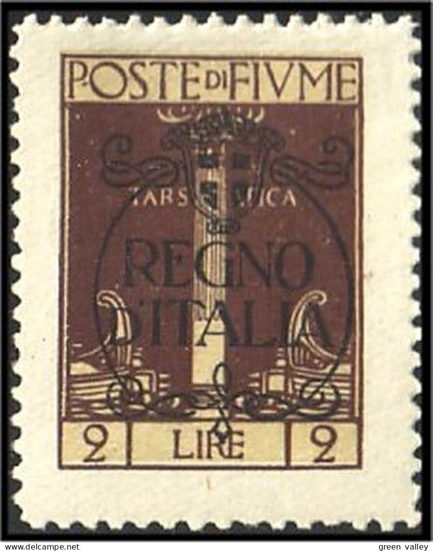 398 Fiume 2 Lire Overprint REGNO ITALIA MH * Neuf Avec CH (FIU-1) - Fiume