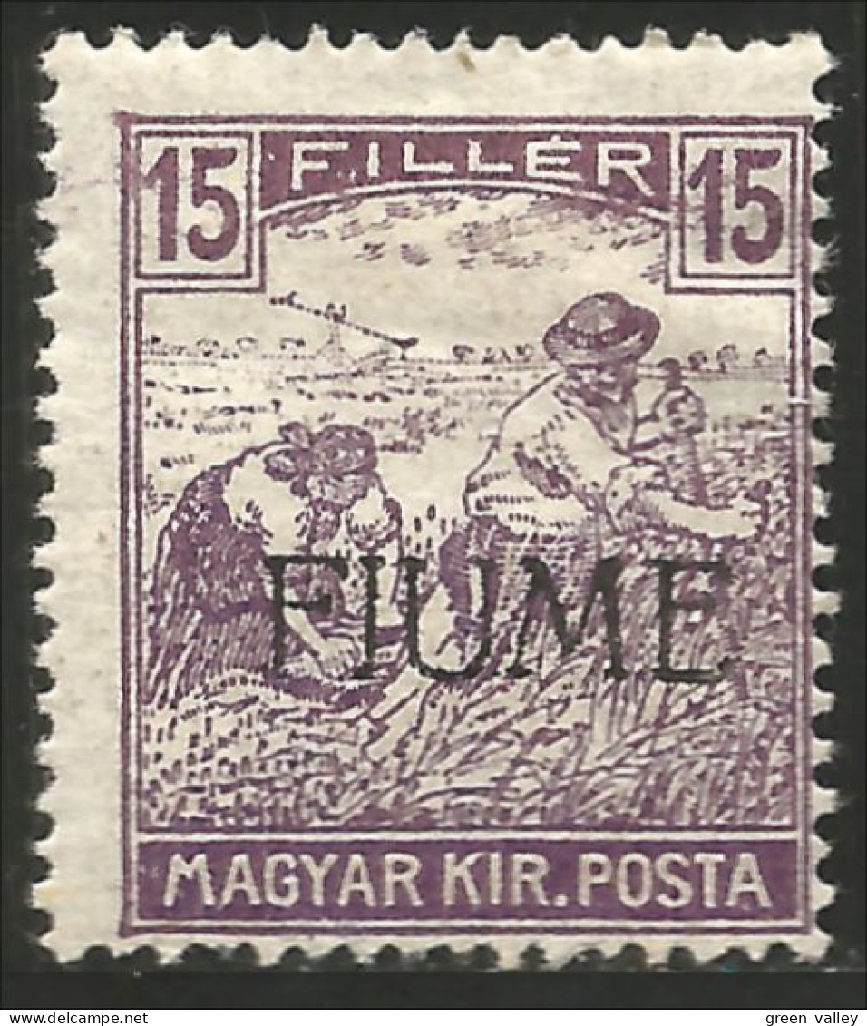 398 Fiume 1918 15f Violet Overprint MH * Neuf Avec CH (FIU-10) - Fiume