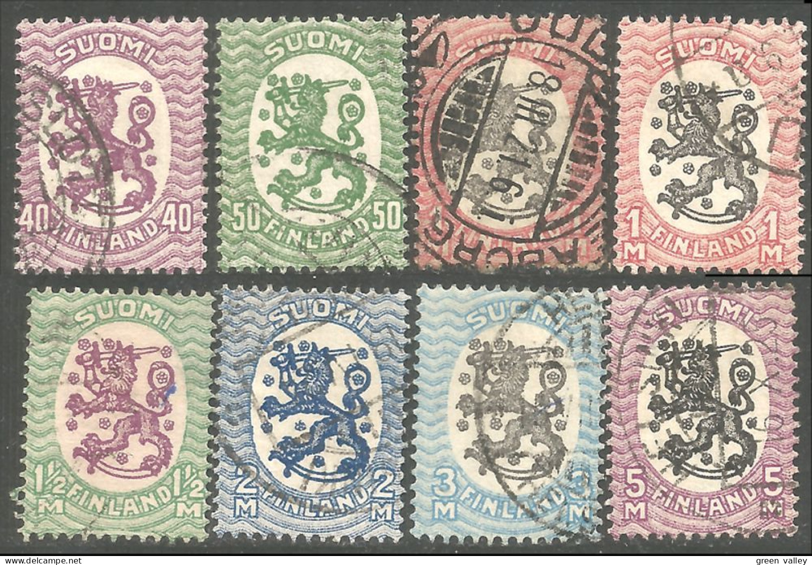 396 Finland 1917-29 8 Timbres Differents Stamps Lion Armoiries Coat Of Arms(FIN-165) - Oblitérés