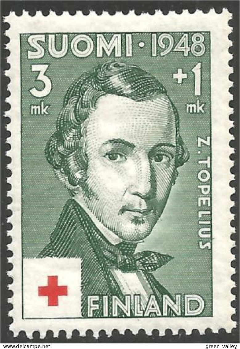 396 Finland 1948 Zachris Topelius Croix Rouge Red Cross Rotes Kreuz MNH ** Neuf SC (FIN-143c) - Médecine