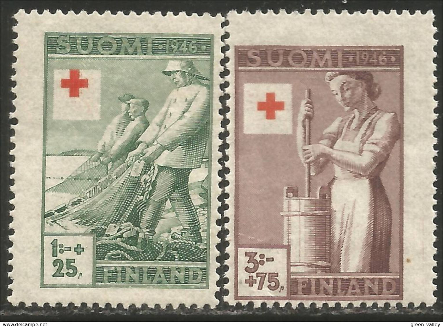 396 Finland 1946 Croix Rouge Red Cross Rotes Kreuz MLH * Neuf (FIN-137) - Médecine