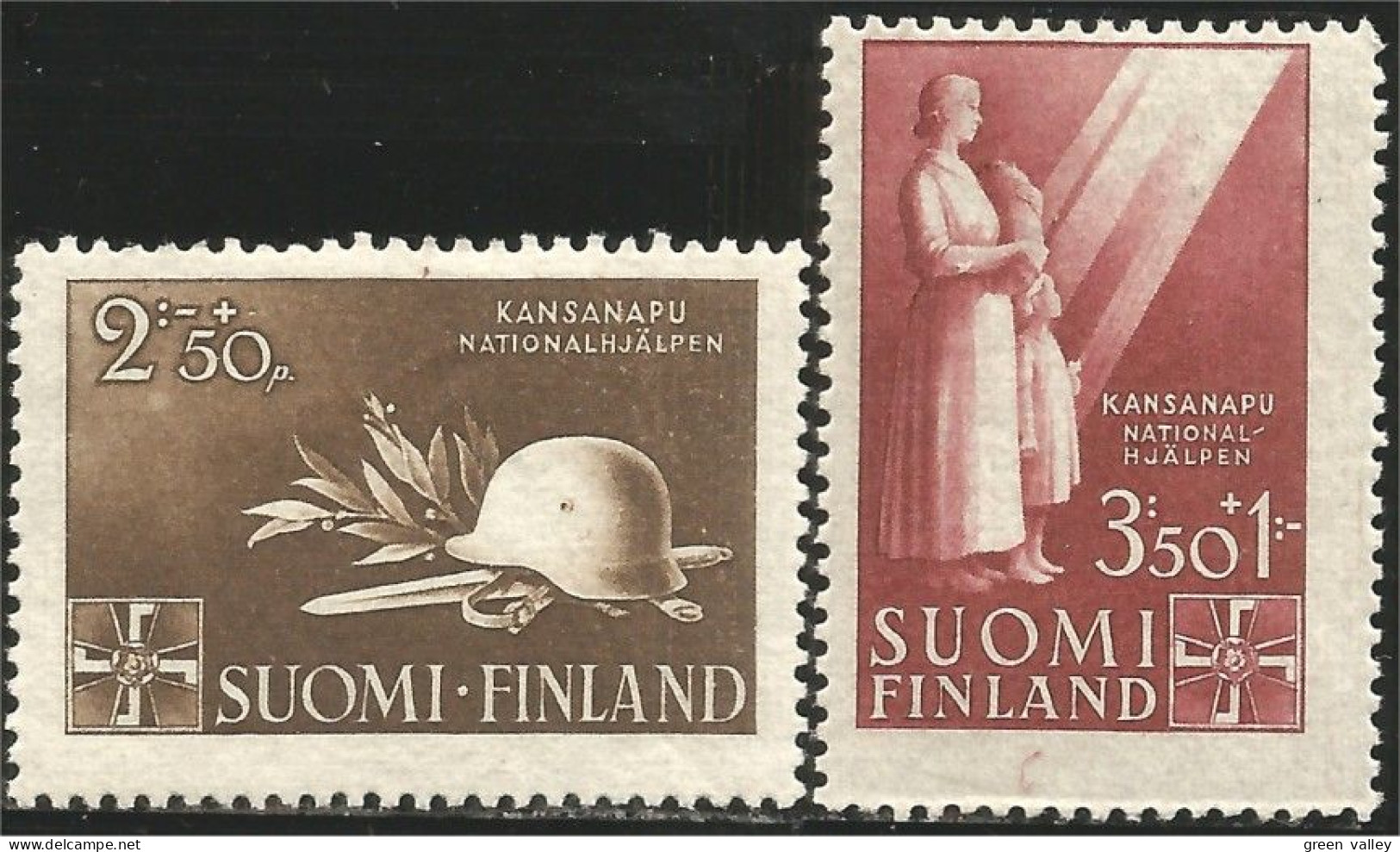 396 Finland Casque Soldat Soldier Helmet Woman Child Femme Enfant MH * Neuf CH (FIN-121) - Unused Stamps