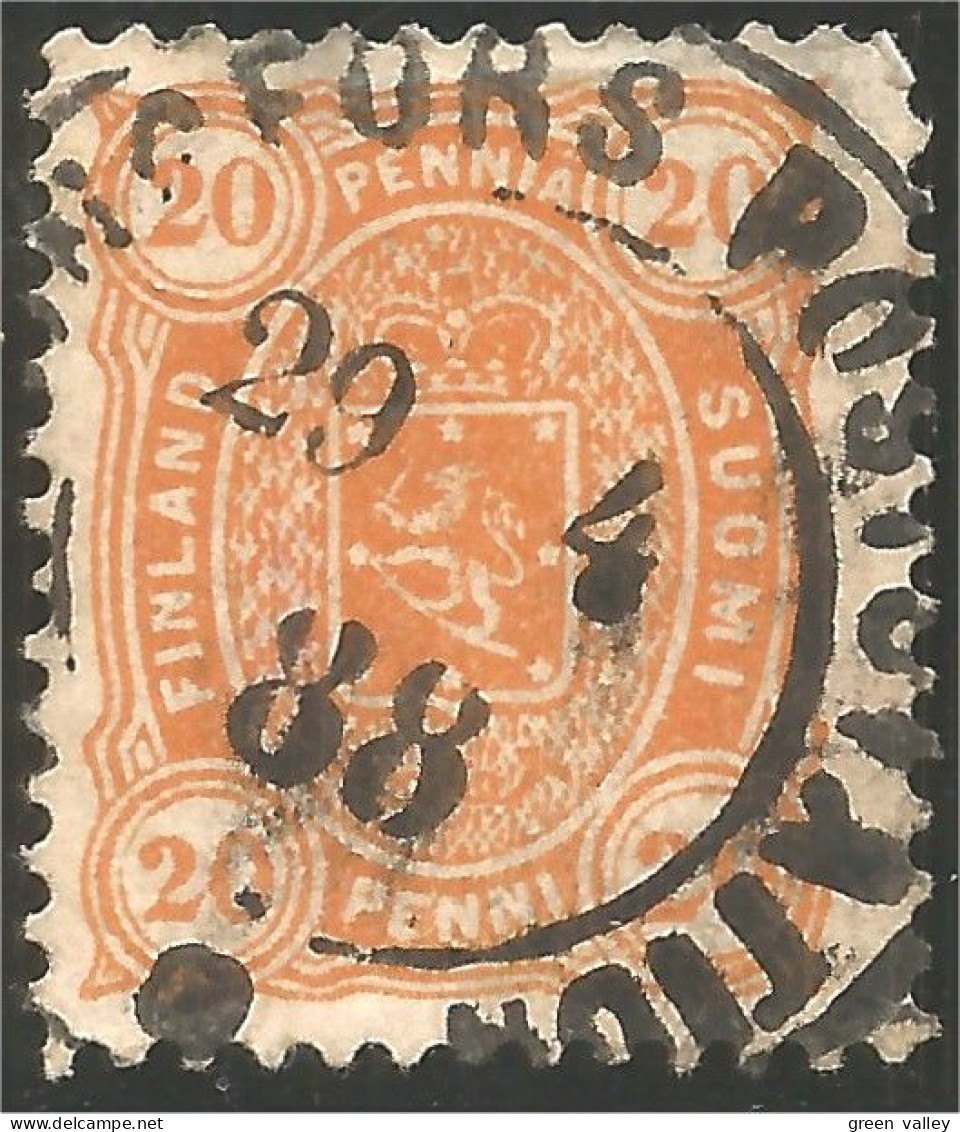 396 Finland 20p Orange 1885 Lion Very Fine Centered CDS Très Beau Centré (FIN-74) - Usati